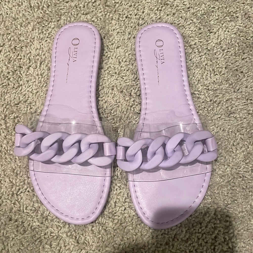 Super cute lavender sandals.  Worn one time, excellent condition.